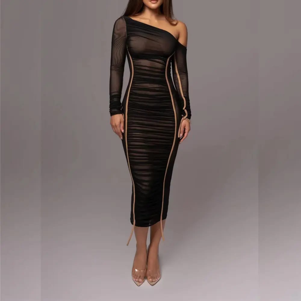 Asymmetric Midi Wedding Guest Dress - Elestira