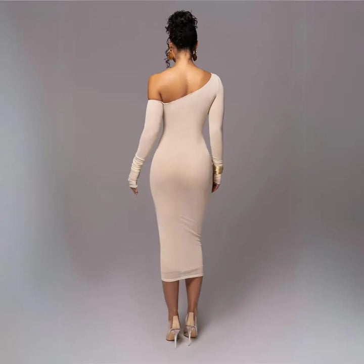 Asymmetric Midi Wedding Guest Dress - Elestira