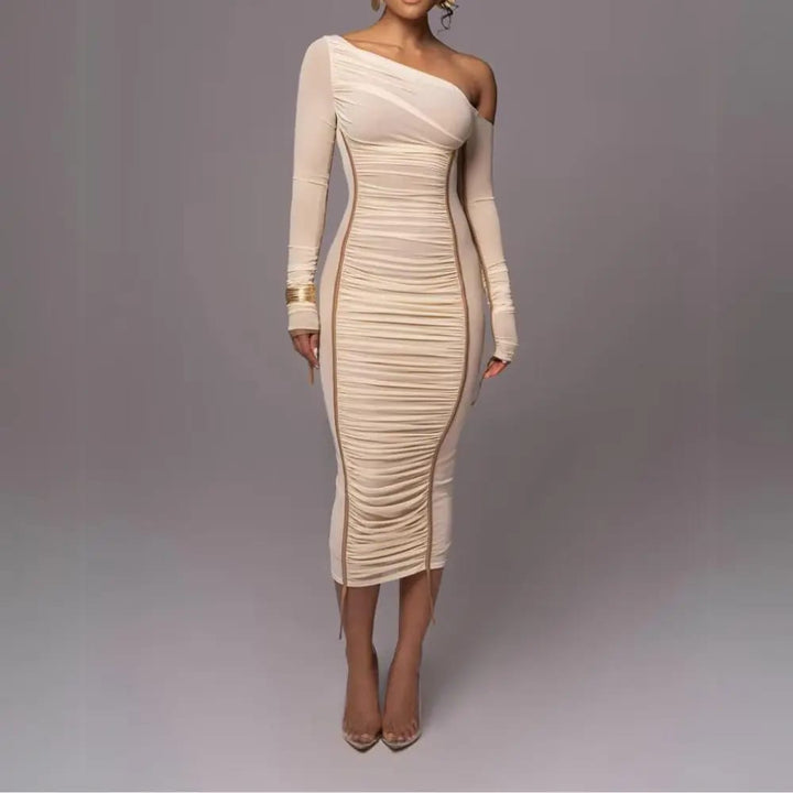 Asymmetric Midi Wedding Guest Dress - Elestira
