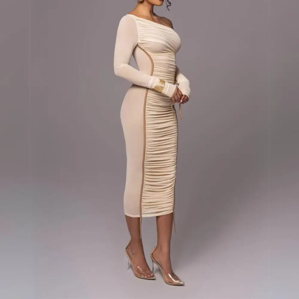 Asymmetric Midi Wedding Guest Dress - Elestira