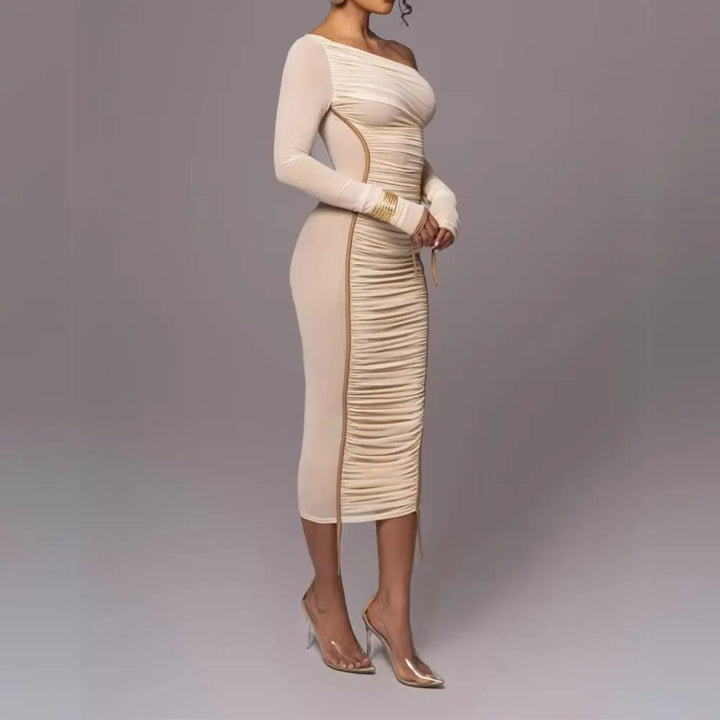 Asymmetric Midi Wedding Guest Dress - Elestira