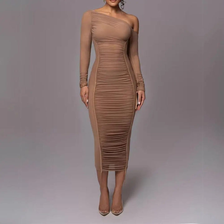 Asymmetric Midi Wedding Guest Dress - Elestira