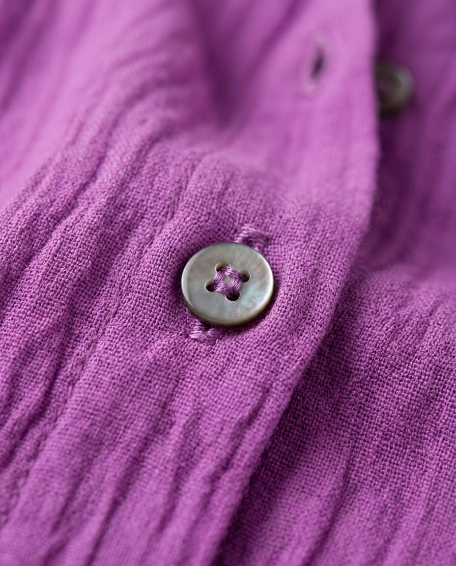 Button - Up Blouse with Classic Collar and Long Sleeves - Elestira