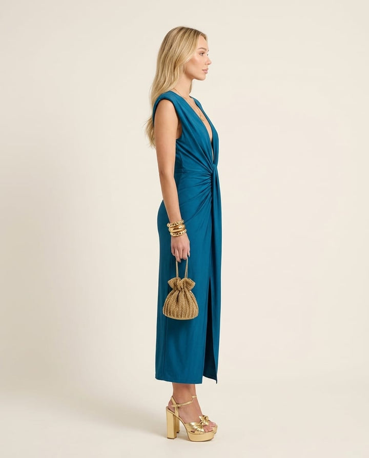 Chic Elegant Pleated Maxi Dress - Elestira