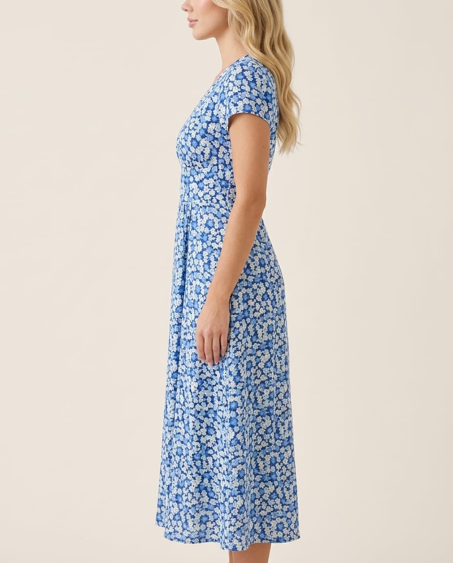 Chic Summer Midi Dress with Floral Print - Elestira