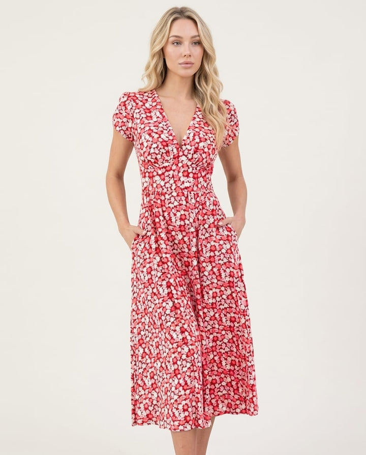 Chic Summer Midi Dress with Floral Print - Elestira