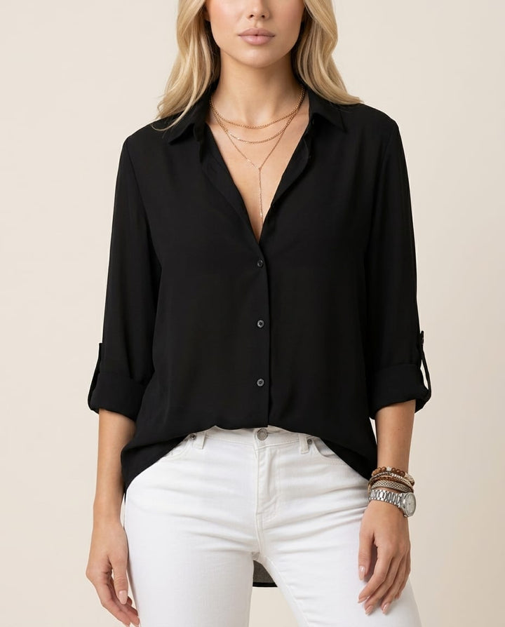 Classic Button - Up Long Sleeve Blouse - Elestira