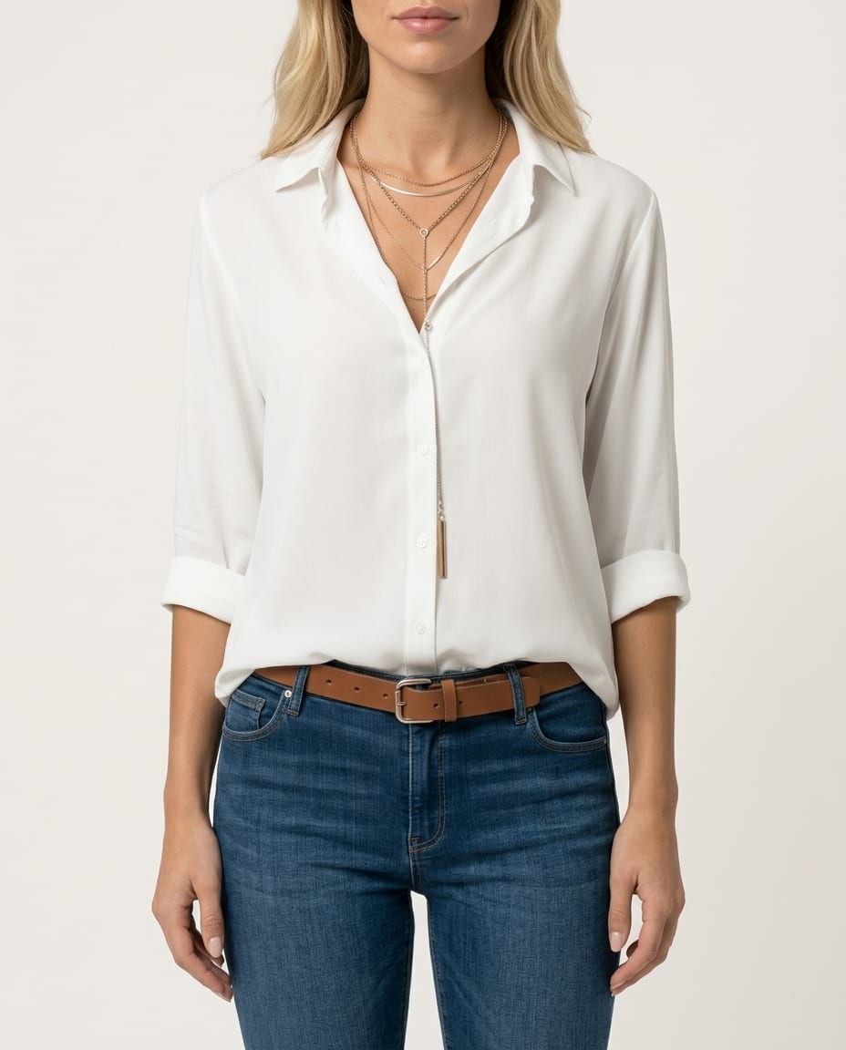 Classic Button - Up Long Sleeve Blouse - Elestira
