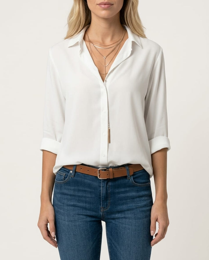 Classic Button - Up Long Sleeve Blouse - Elestira