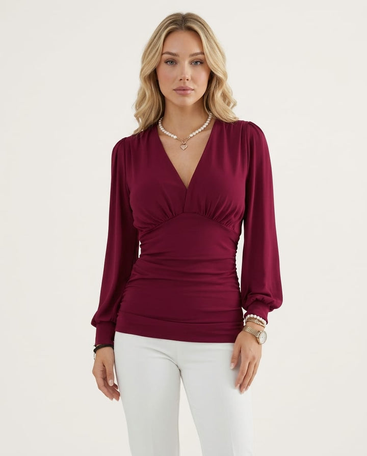 Contemporary Deep V - Neck Blouse - Elestira