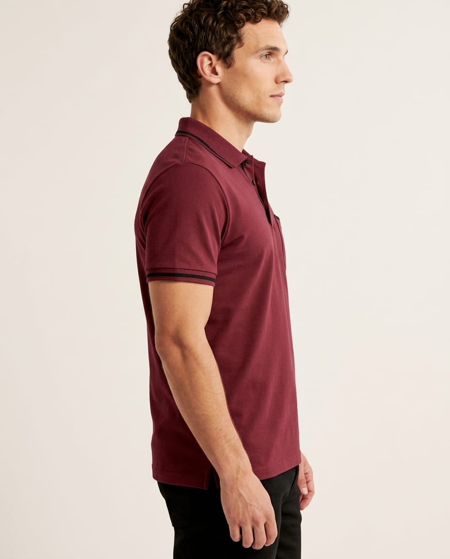 Contrast Trim Slim Fit Polo Shirt with Pocket - Elestira