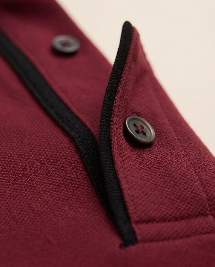 Contrast Trim Slim Fit Polo Shirt with Pocket - Elestira