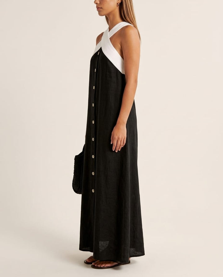 Cross Neck Sleeveless Maxi Dress - Elestira