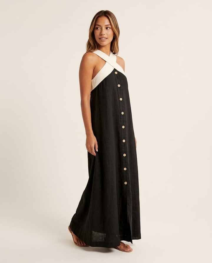 Cross Neck Sleeveless Maxi Dress - Elestira