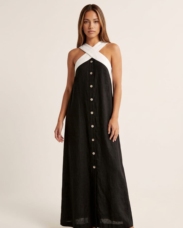 Cross Neck Sleeveless Maxi Dress - Elestira