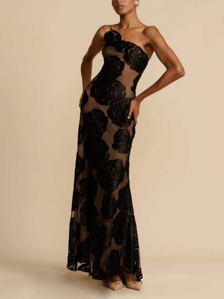 Elegant Floral Wedding Guest Dress - Elestira