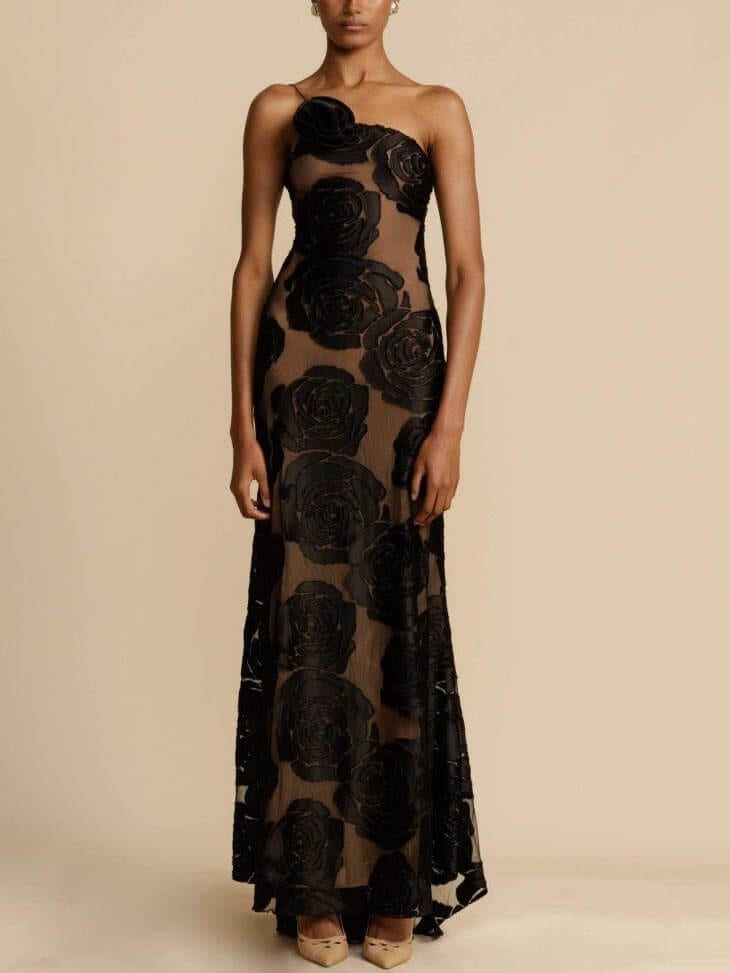 Elegant Floral Wedding Guest Dress - Elestira