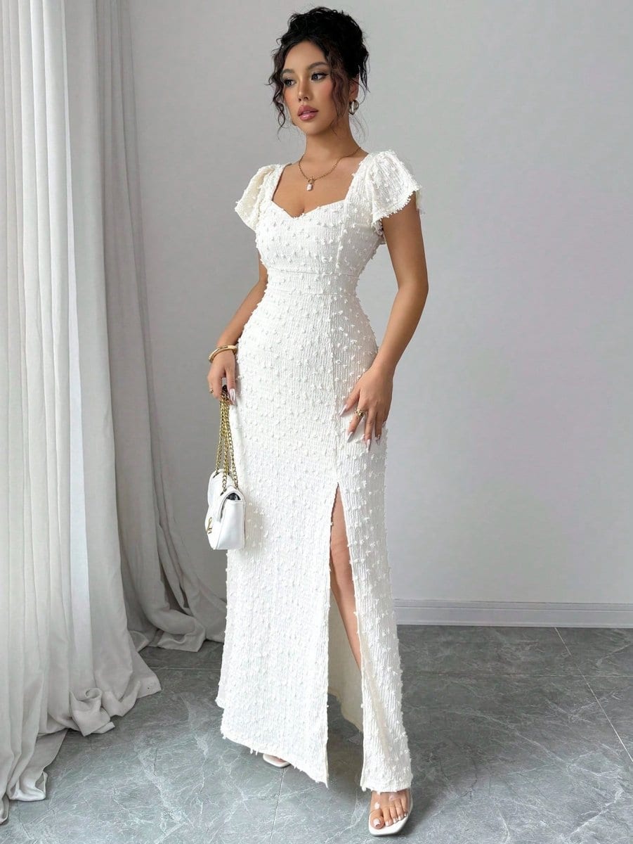 Elegant Maxi Wedding Guest Dress - Elestira
