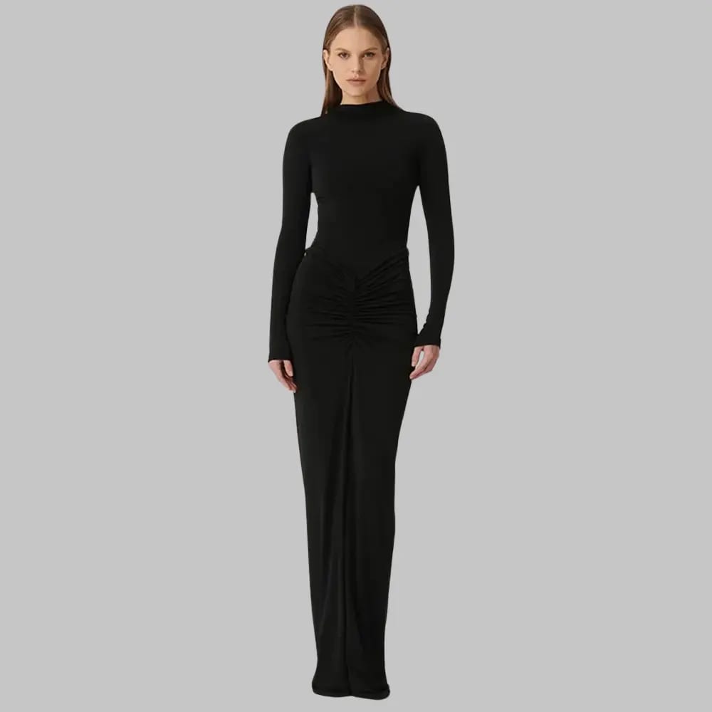 Elegant Wedding Guest Dress with Pleats - Elestira