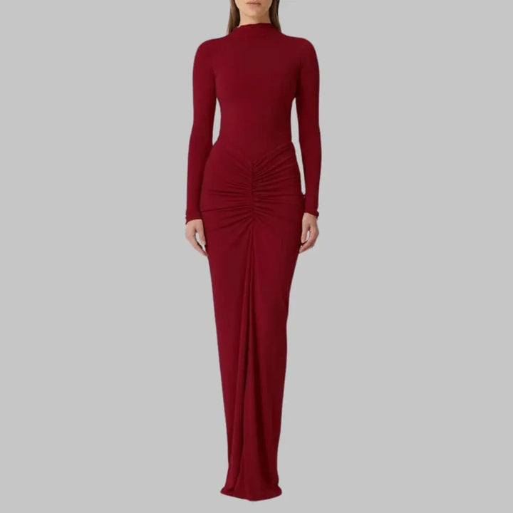 Elegant Wedding Guest Dress with Pleats - Elestira