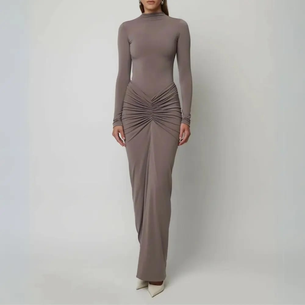 Elegant Wedding Guest Dress with Pleats - Elestira