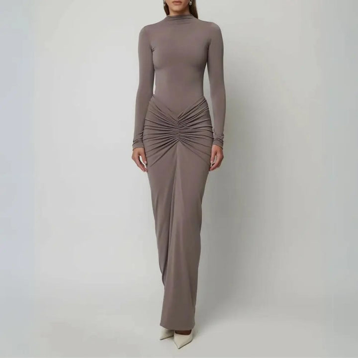 Elegant Wedding Guest Dress with Pleats - Elestira