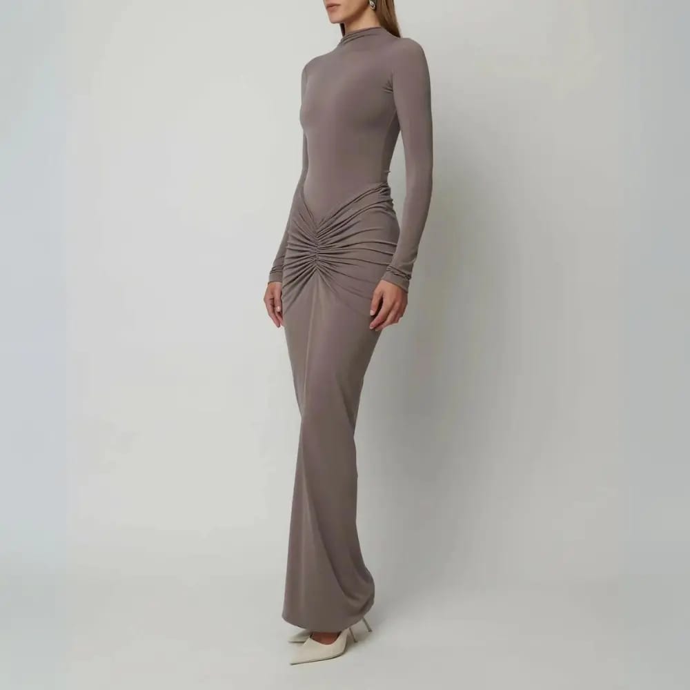 Elegant Wedding Guest Dress with Pleats - Elestira