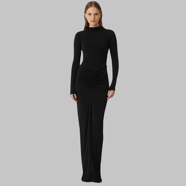 Elegant Wedding Guest Dress with Pleats - Elestira