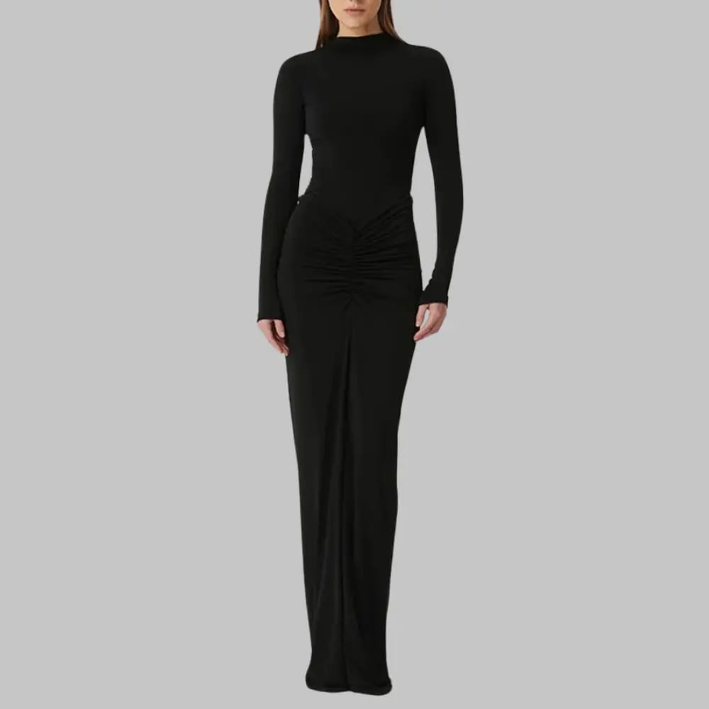 Elegant Wedding Guest Dress with Pleats - Elestira