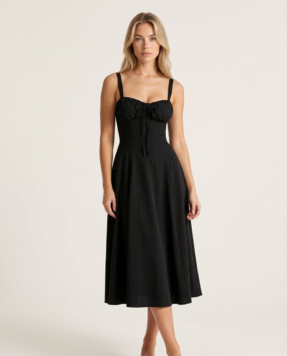 Floral Elegant Wedding Guest Midi Dress - Elestira