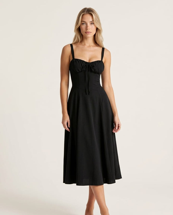 Floral Elegant Wedding Guest Midi Dress - Elestira