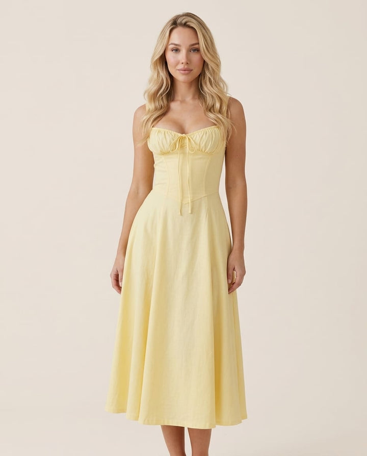 Floral Elegant Wedding Guest Midi Dress - Elestira