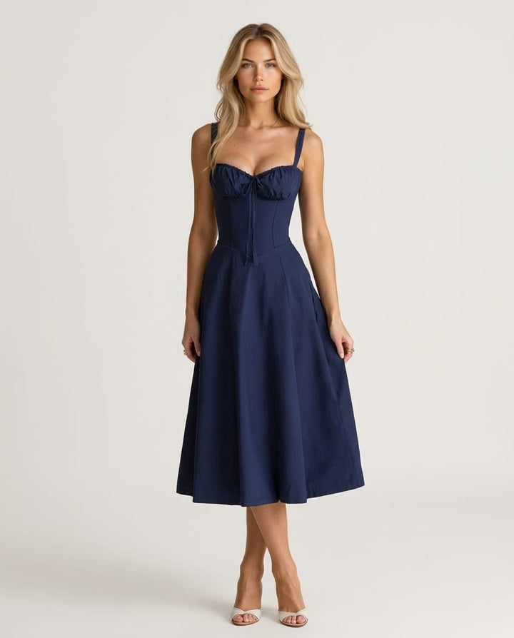 Floral Elegant Wedding Guest Midi Dress - Elestira