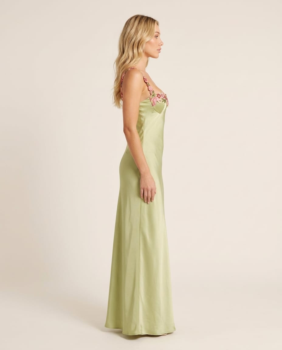 Floral Maxi Dress With Embroidered Details - Elestira