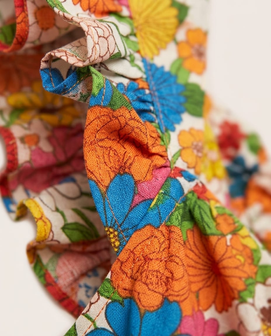 Floral Maxi Dress with Ruffle Sleeves and V - neckline - Elestira