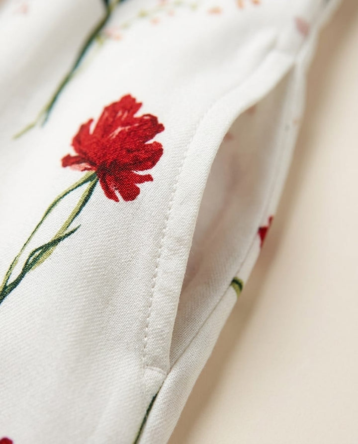 Floral Pocket Midi Dress - Short Sleeve - Elestira