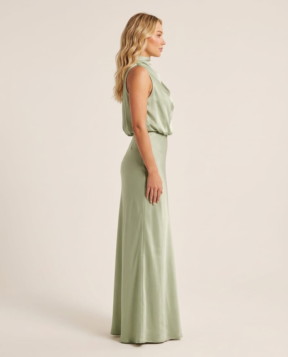 Halter Neck Wedding Guest Maxi Dress - Elestira