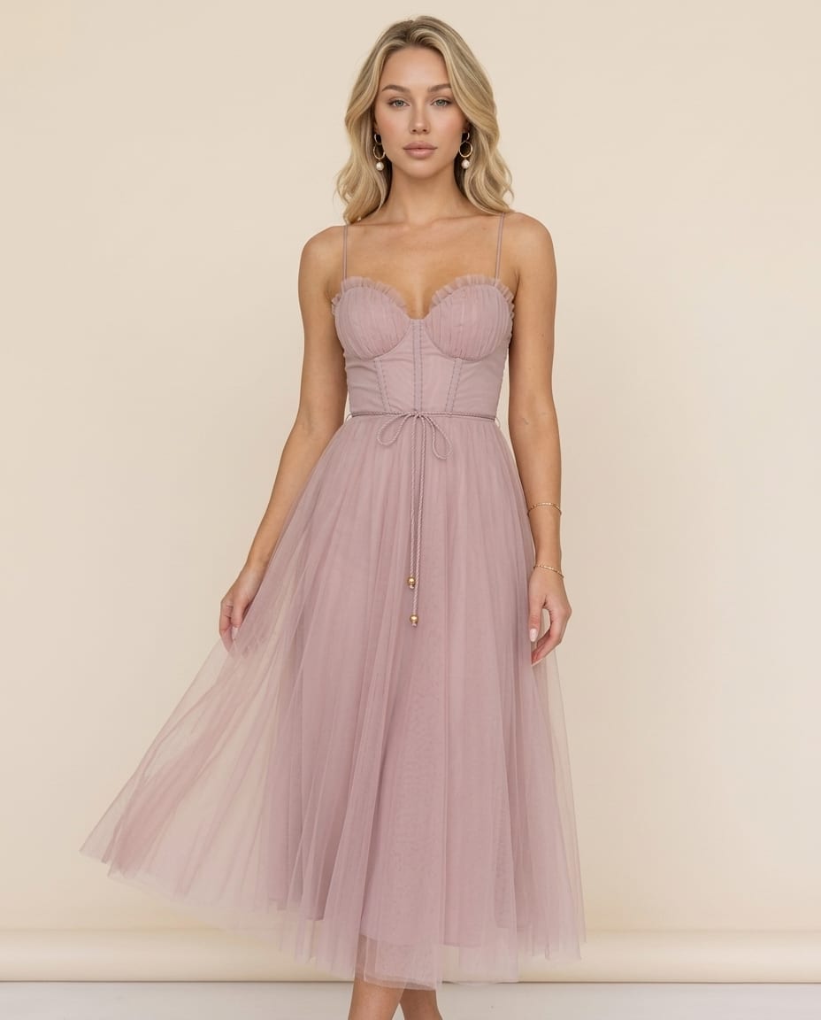 Midi Dress with Concealed back zipper - Elestira