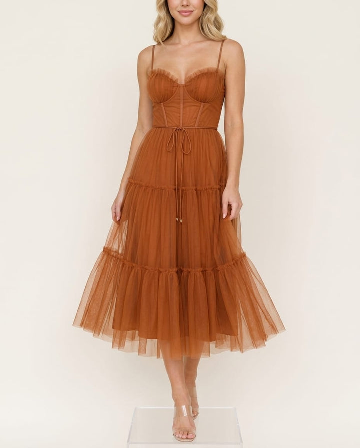 Midi Dress with Concealed back zipper - Elestira