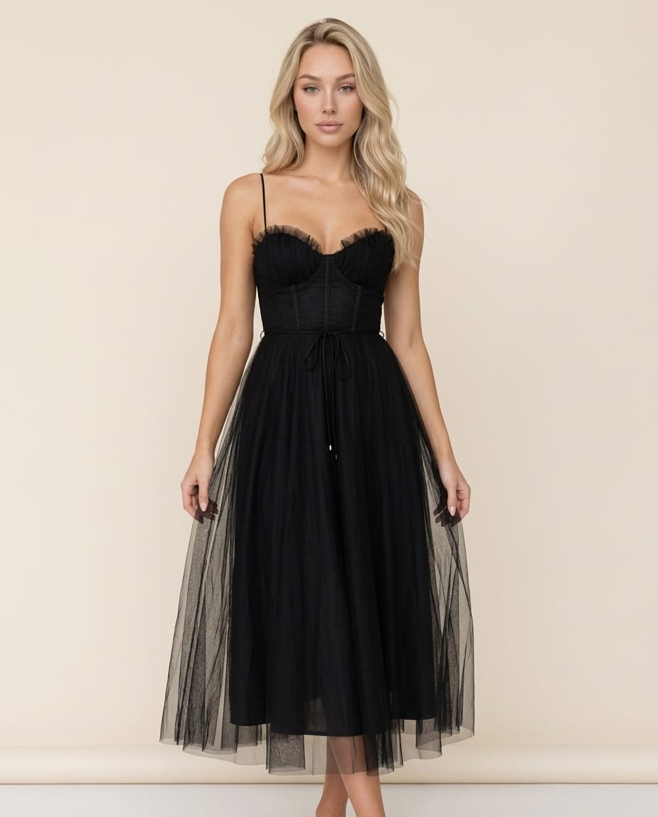 Midi Dress with Concealed back zipper - Elestira