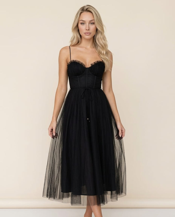 Midi Dress with Concealed back zipper - Elestira
