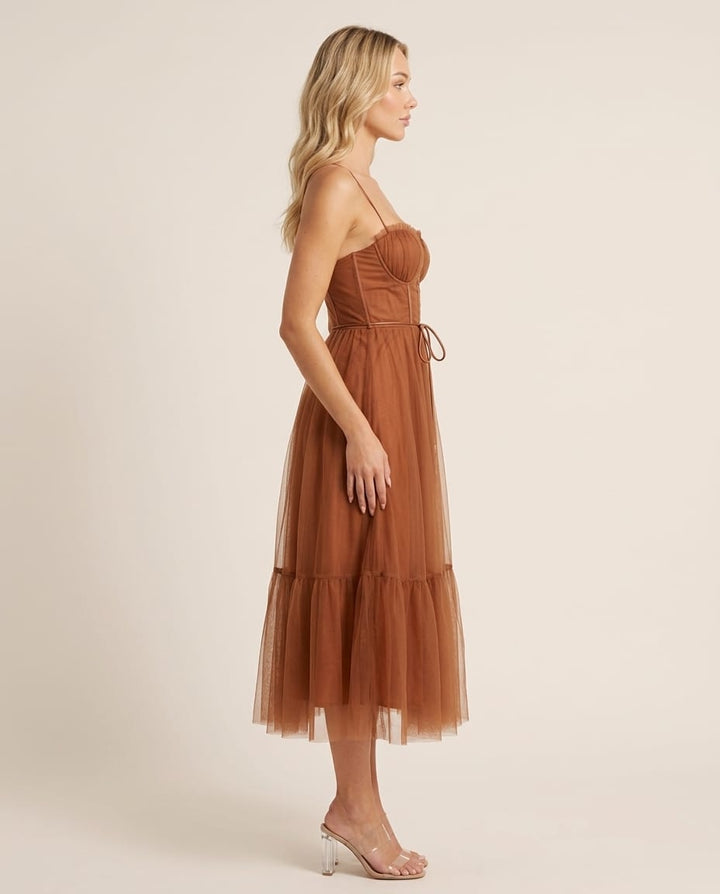 Midi Dress with Concealed back zipper - Elestira