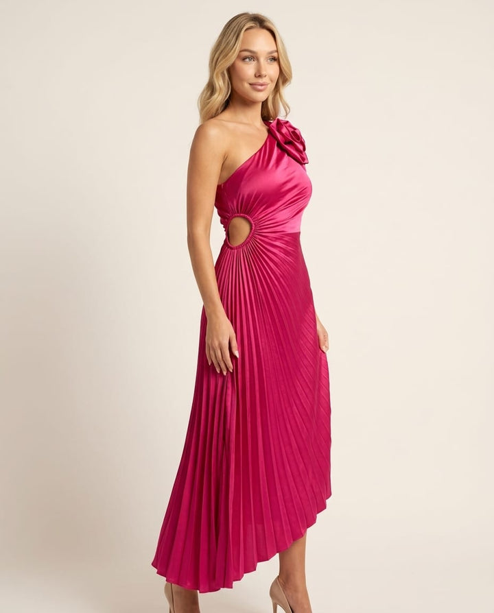 Pleated Midi Dress for Chic Evenings - Elestira