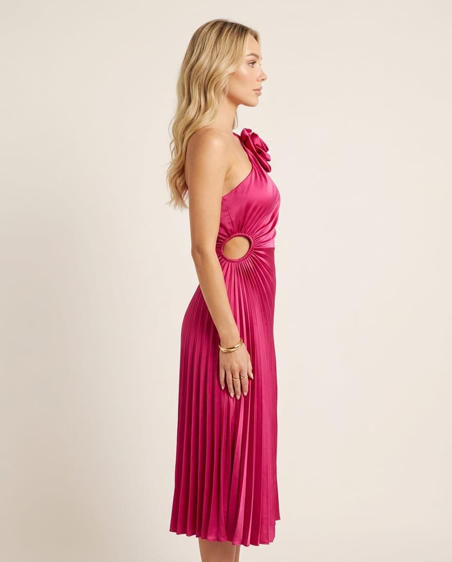 Pleated Midi Dress for Chic Evenings - Elestira