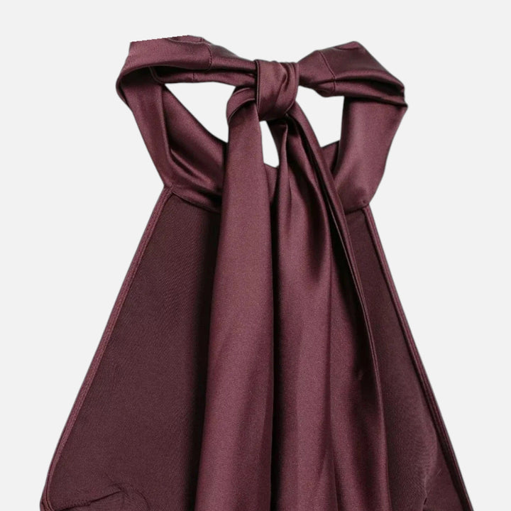 Satin Halter Dress with Open Back for Women - Elestira