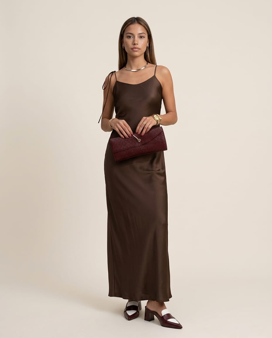 Satin Maxi Slip Dress with Spaghetti Straps - Elestira