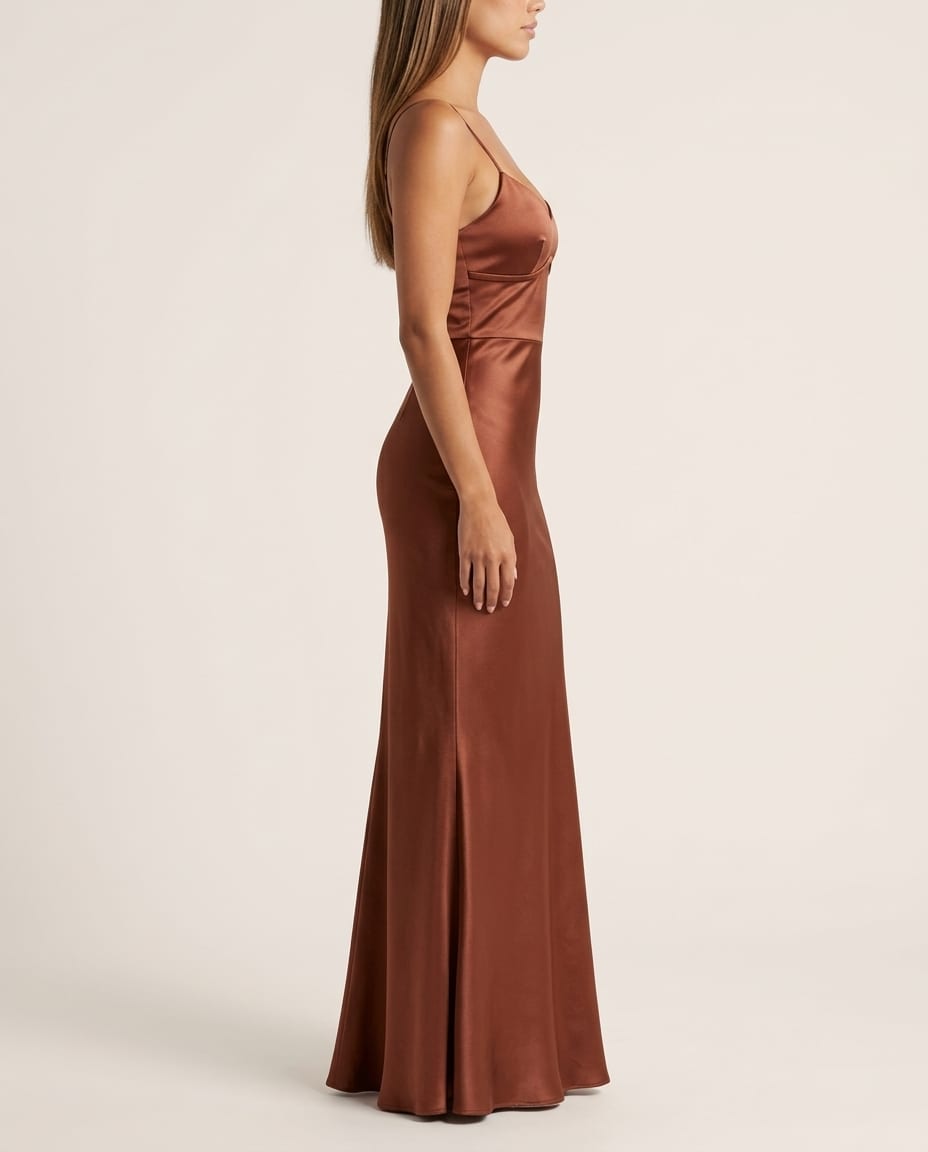 Satin Maxi Slip Dress with Spaghetti Straps - Elestira