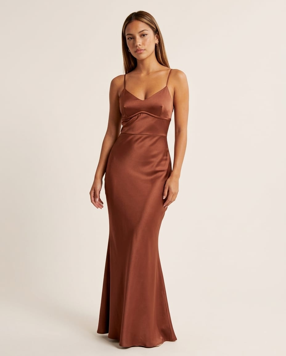 Satin Maxi Slip Dress with Spaghetti Straps - Elestira
