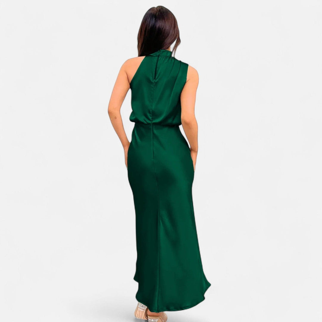 Satin Sleeveless A - Line Long Dress for Women - Elestira