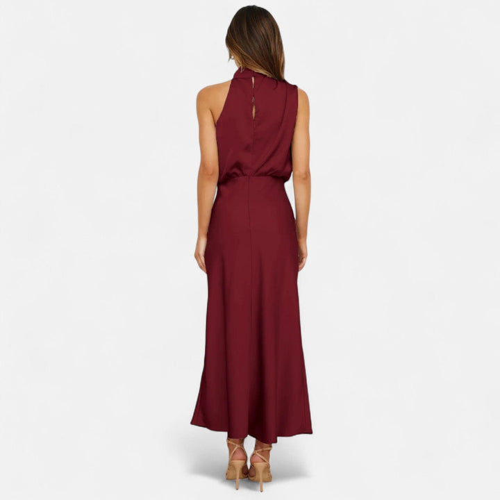 Satin Sleeveless A - Line Long Dress for Women - Elestira